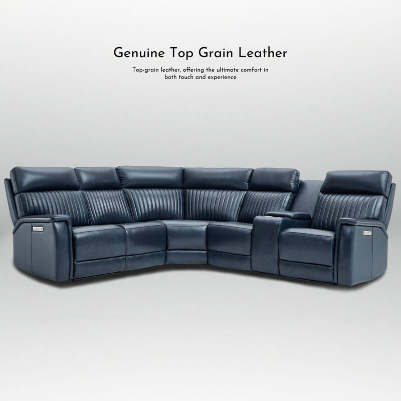 6PCS, 3 power Recliners, Leather Reclining Sectional with Power headrest & lumbar, USB & USB-C Ports