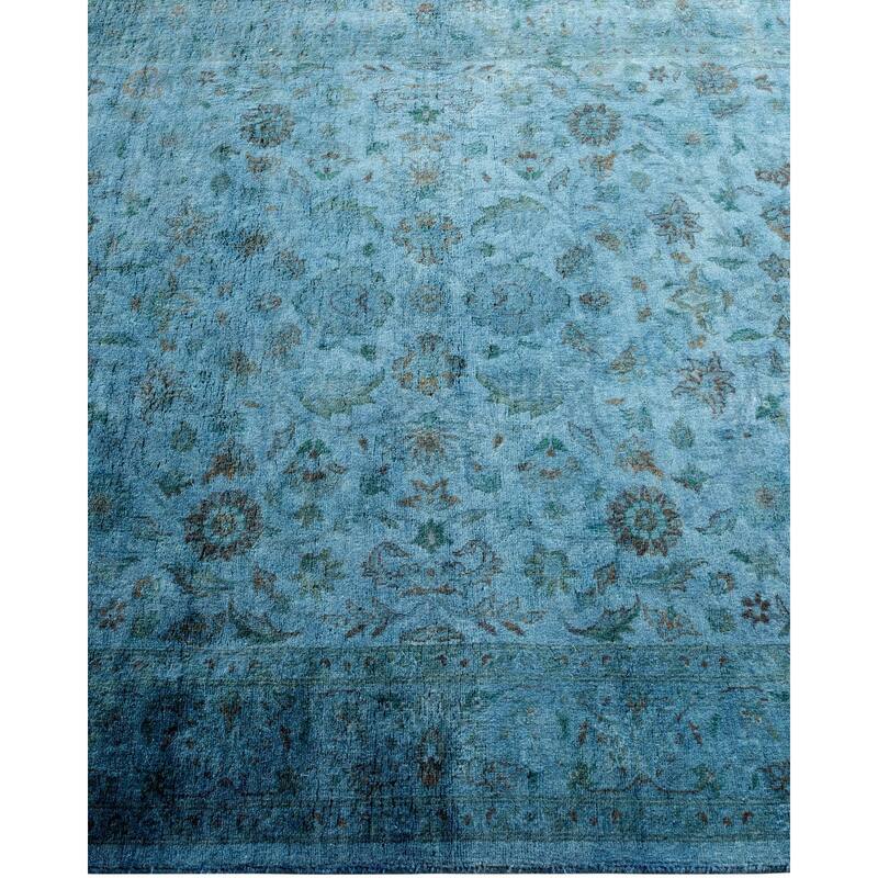 Overton Hand Knotted Wool Vintage Inspired Modern Contemporary Overdyed Blue Area Rug - 3' 1" x 5' 3"