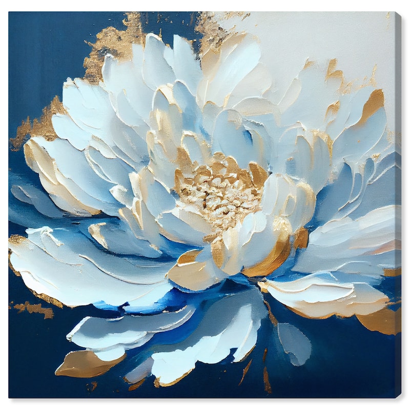 Wynwood Studio Canvas Floral and Botanical Belle Fleur Blue and French Country Wall Art Canvas Print - Blue, Gold