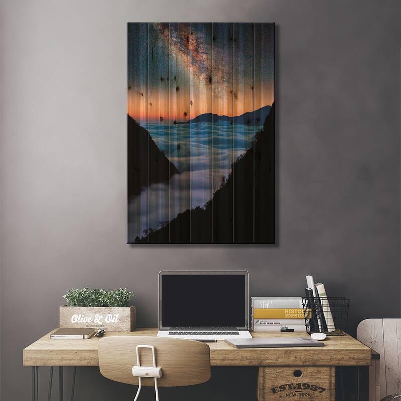 Himalayas Dusk Print On Wood by Manjik Pictures - Multi-Color