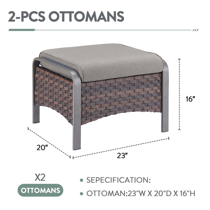 5 Pieces Patio Swivel Chair with Fire Pit Table - Grey Cushion - Brown