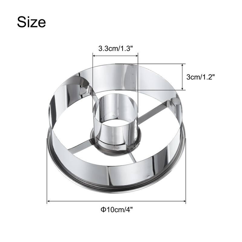 2pcs Stainless Steel Cutter 4 Inch Mousse Ring Cookie Cutter Baking Tools - Silver - Silver