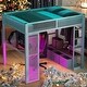 preview thumbnail 2 of 28, LED Design Full Size Metal Loft Bed with Desk,Open Wardrobe and 3 Linen Storage Drawers