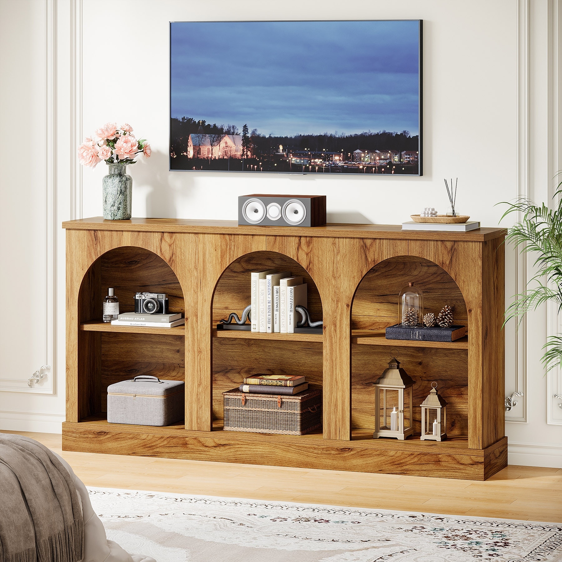 TV Stand for 55/60/65 Inch TV, Farmhouse Country Entertainment Center