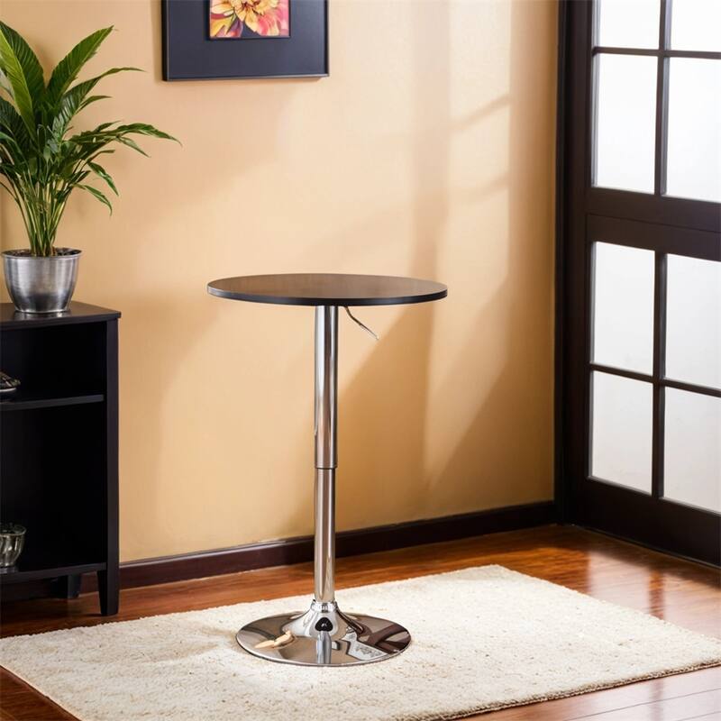 Adjustable Wood and Metal Bar Table in Black