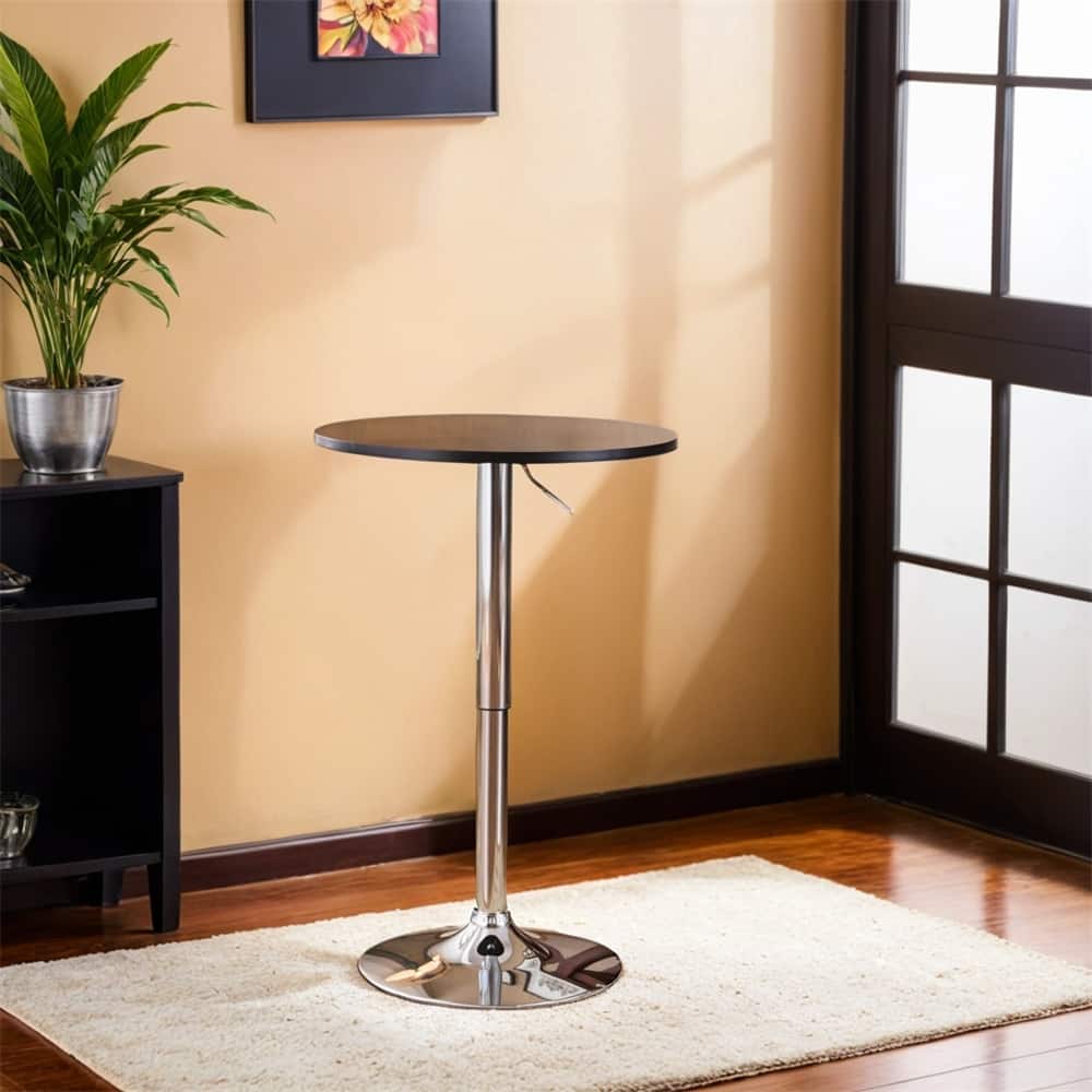 Adjustable Wood and Metal Bar Table in Black