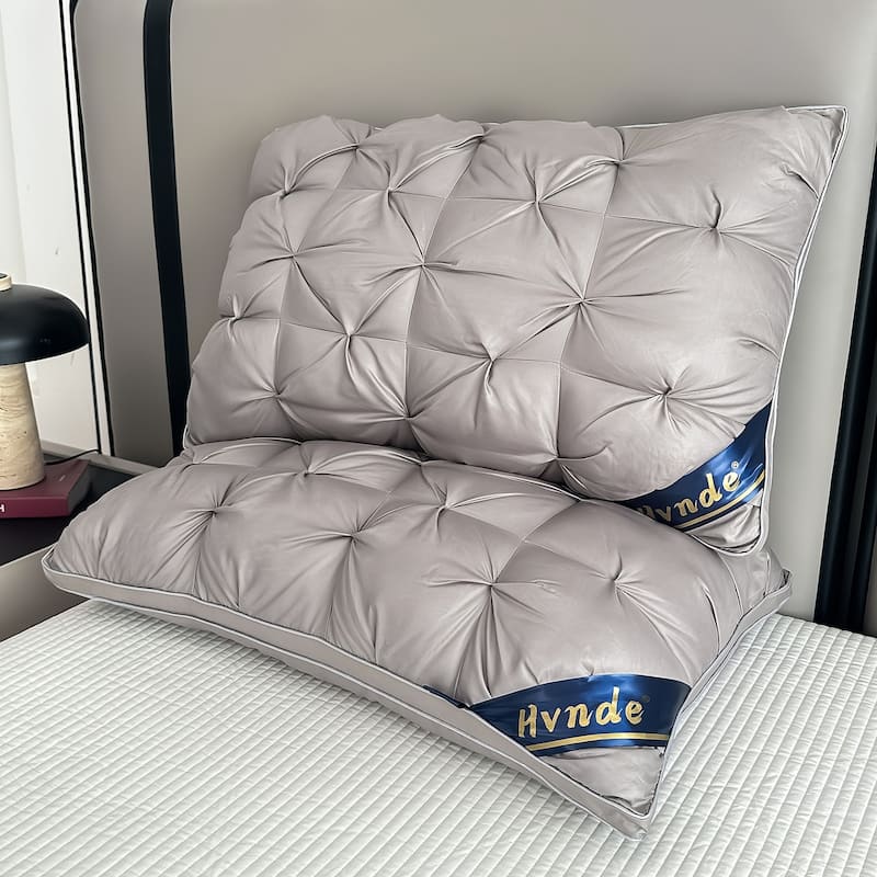 Cervical Neck Pillow - Cooling Orthopedic Contour Memory Foam Pillows for Side, Back & Stomach Sleepers with Pillowcase - White - Set of 2