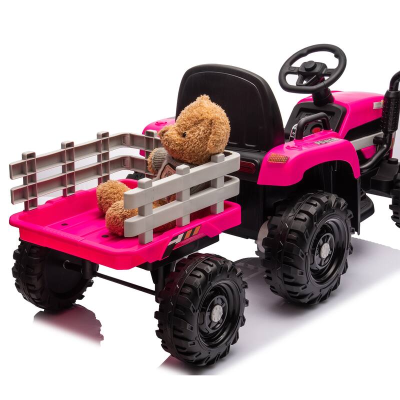Ride on Tractor,Trailer,24VBattery Powered Electric Toy,200w*2motor 1.86-4.97MPH,Remote Control,3 speed adjustable,LED,safe belt