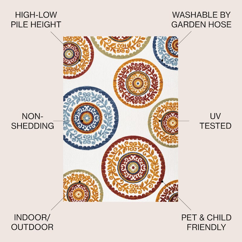 JONATHAN Y Gallia Medallion High-Low Indoor/Outdoor Area Rug