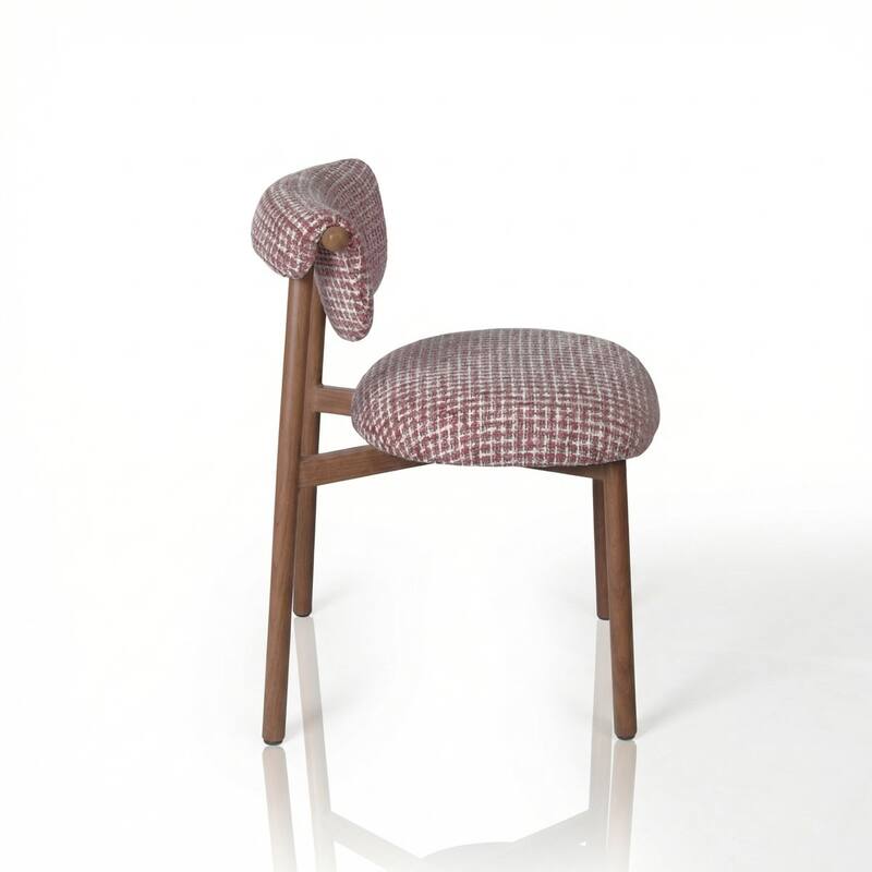 Houndstooth Upholstered Wood-look Metal Frame 2pc Dining Chairs