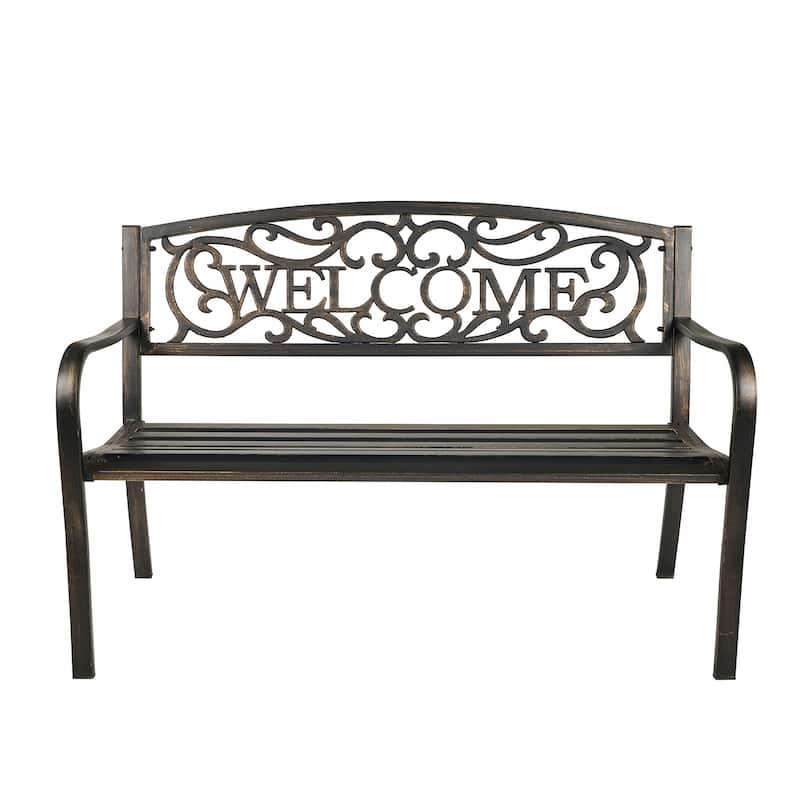 Bronze Welcome Garden Bench 50 Inch Long