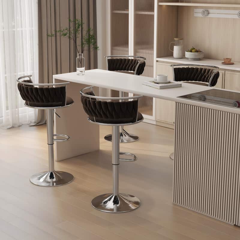 Modern Velvet 26" Adjustable Swivel Bar Stools (Set of 4)