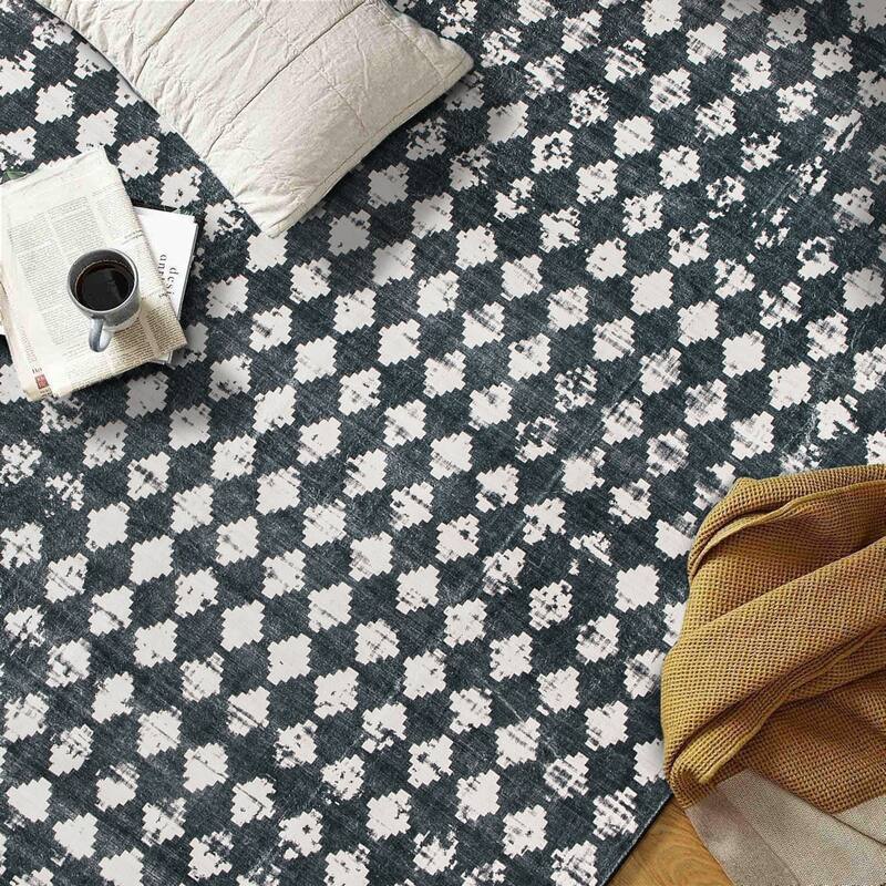 World Rug Gallery Geometric Distressed Abstract Washable Non Slip Area Rug