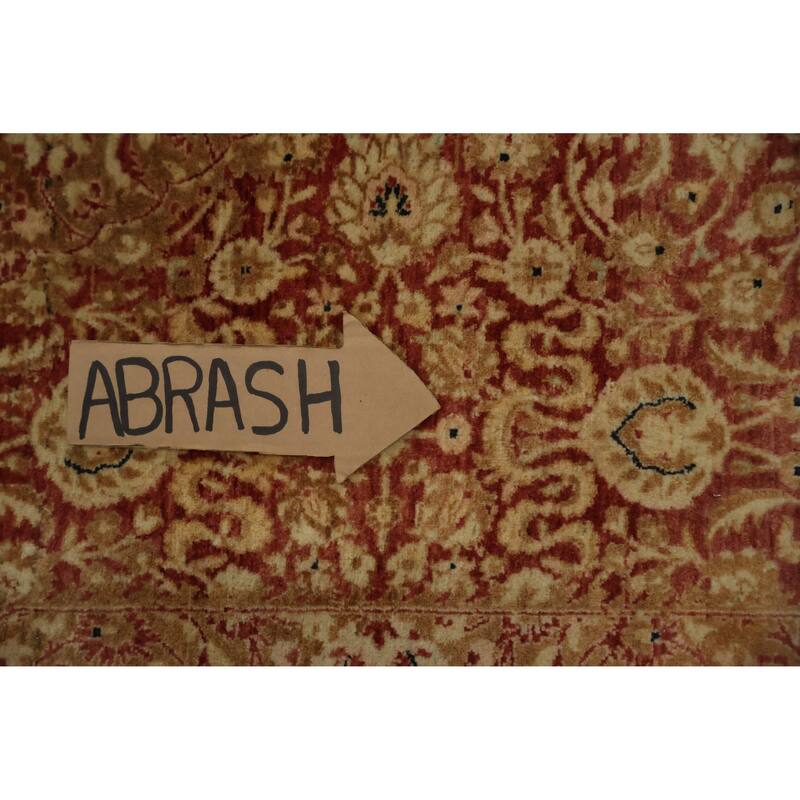Hand Knotted Oriental 100% Wool Carpet Traditional Floral Oranges & Rust Qum Area Rug - 9' 5'' X 6' 1''