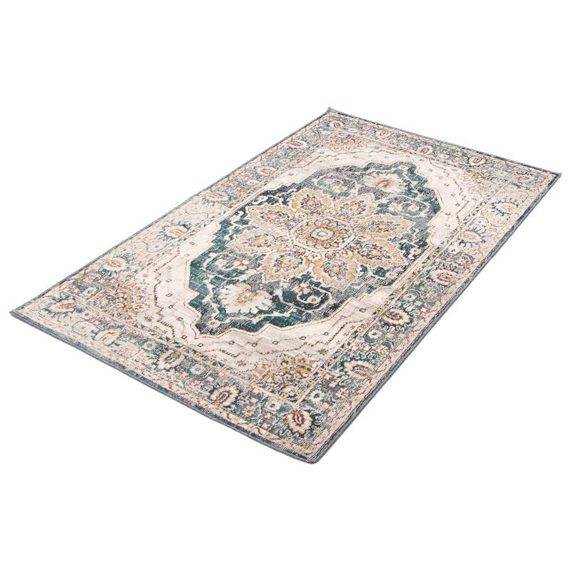 ECARPETGALLERY Machine Woven Legacy Teal Area Rug