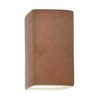 Justice Design Ambiance - Small Rectangle Wall Sconce - Closed Top (Outdoor) - Replaceable Bulb