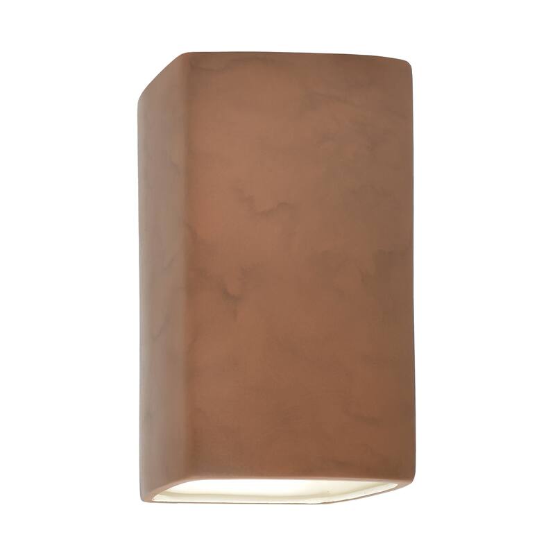 Justice Design Ambiance - Small Rectangle Wall Sconce - Open Top & Bottom - Replaceable Bulb - Terra Cotta