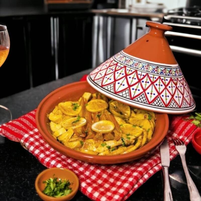 Kamsah Bohemian Supreme Large Tagine - Handcrafted Ceramic Pot