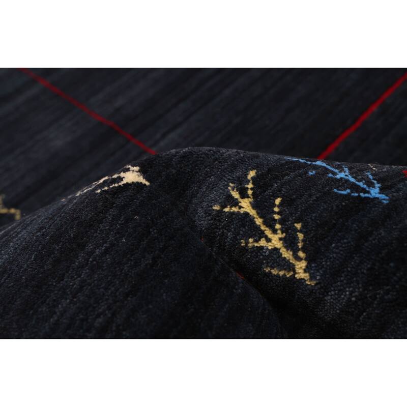 ECARPETGALLERY Hand Loomed Kashkuli Gabbeh Dark Navy Wool Rug - 4'11 x 7'11