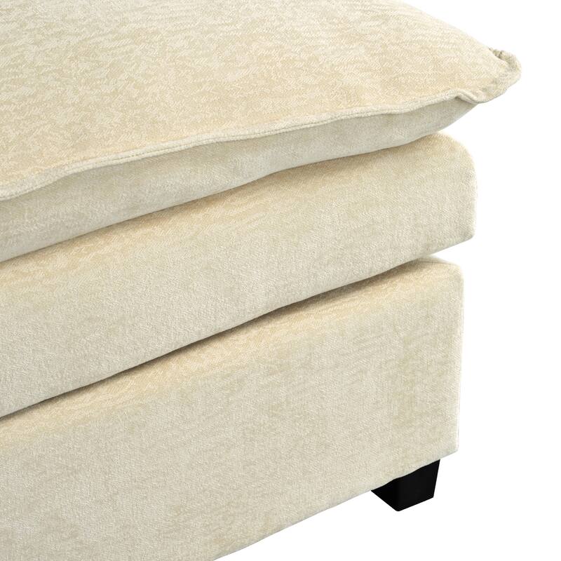 Luxurious U-Shaped Chenille Sectional Sofa with Adjustable Armrest Pillows and Button-Tufted Backrest