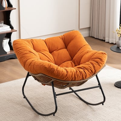 Rocking Chair, Chenille Upholstered Accent Chair, Modern Nursery Rocking Chair for Living Room, Bedroom, Apartment