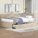 preview thumbnail 3 of 28, Twin Size Wood Daybed with Trundle and Guardrail, Solid Pine Frame, No Box Spring Required, Vintage Style for Bedroom, Beige