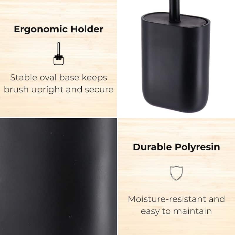 Oval Toilet Brush And Holder Set - 4 L x 2.5 W x 15.25 H