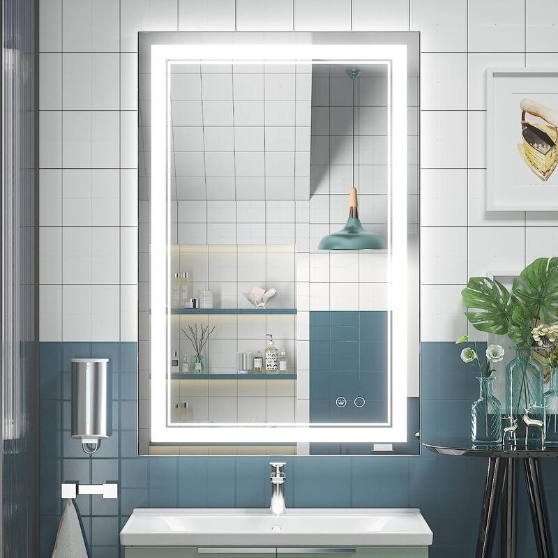 KEONJINN LED Bathroom Vanity Mirror Wall Mounted Anti-Fog Dimmable Mirror