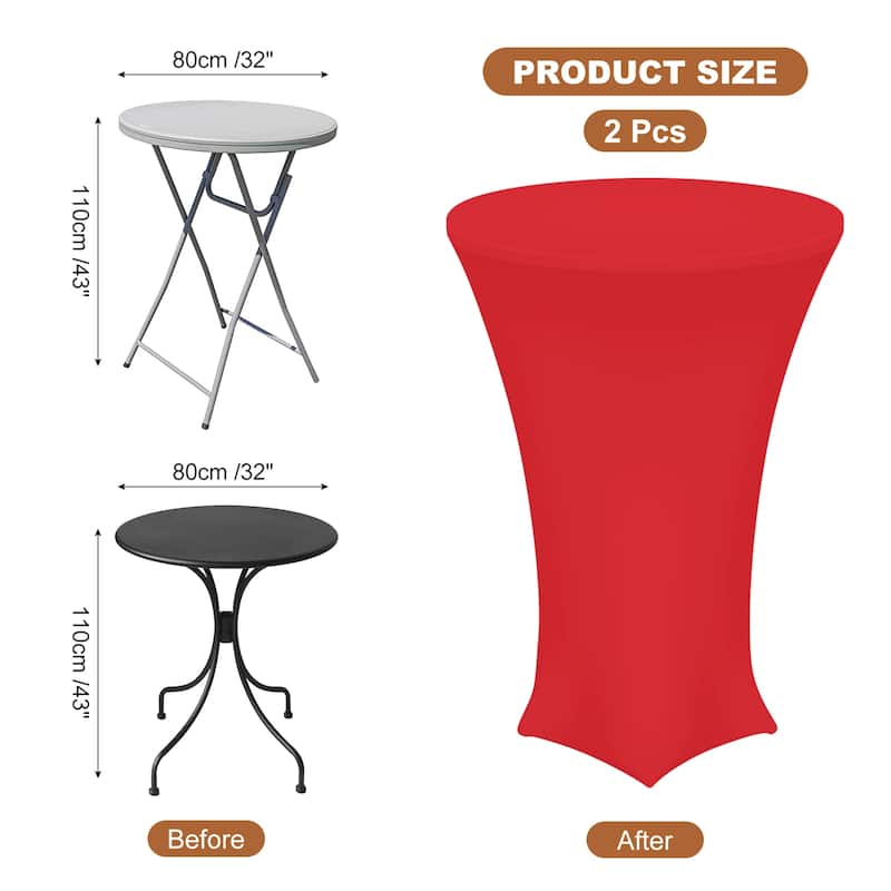2pcs Cocktail Tablecloth Spandex Stretch Tablecloth Table Cover - Red - 32" x 43"