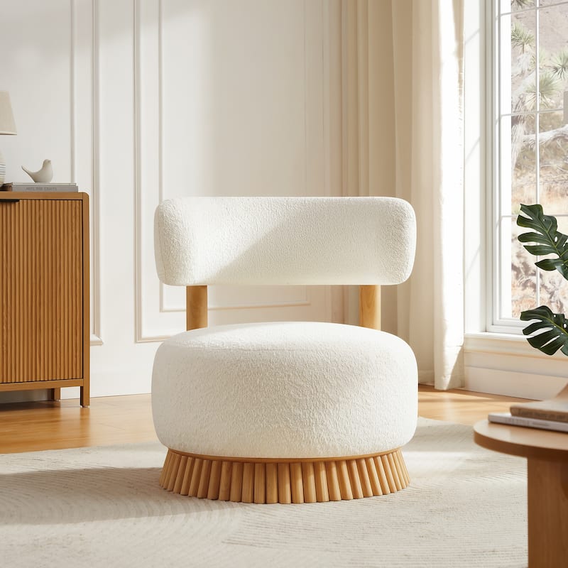 Christopher Knight Home - Rovena Modern Farmhouse Upholstered Accent Chair with Thatched Wood Base