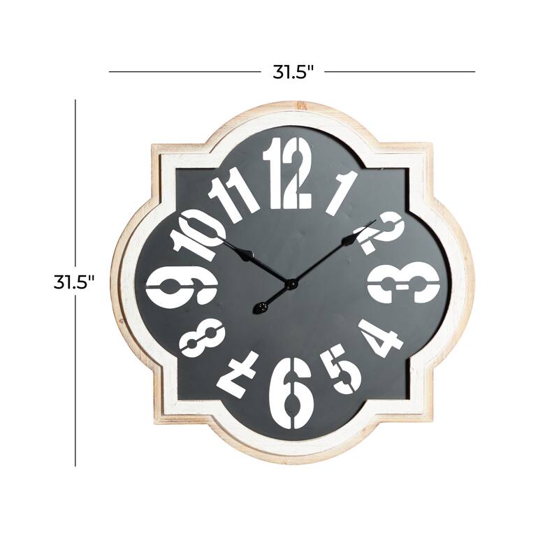 Metal Quatrefoil Wall Clock - Black - Roche River Decor - 2"W x 32"L x 32"H