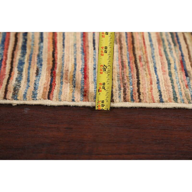 Striped Gabbeh Kashkoli Contemporary Area Rug Hand-knotted Wool Carpet - 2'8" x 3'11"