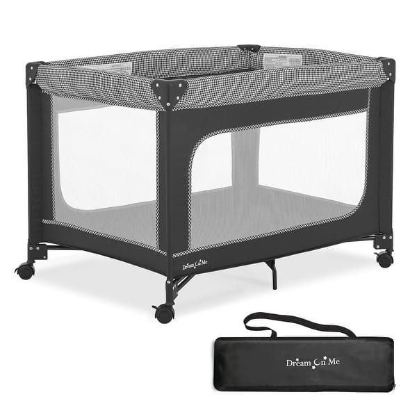 slide 2 of 18, Dream On Me EZGo Portable Playard Black & White