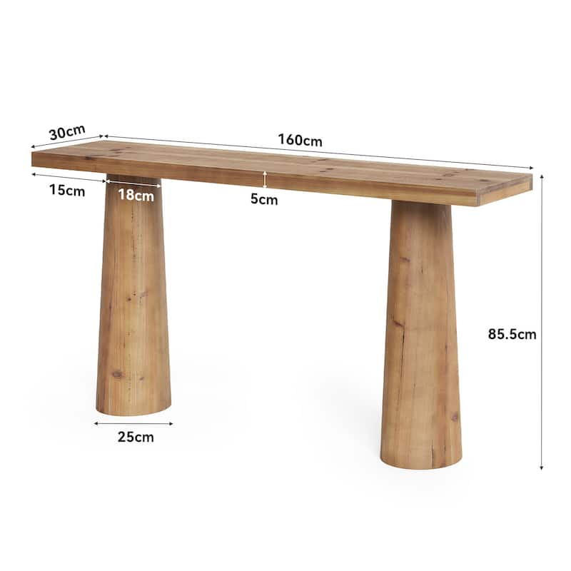 63-Inch Solid Wood Console Table, Long Farmhouse Entryway Table