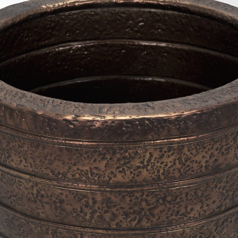 Aivana Large Antiqued Gold Metal Floor Vase