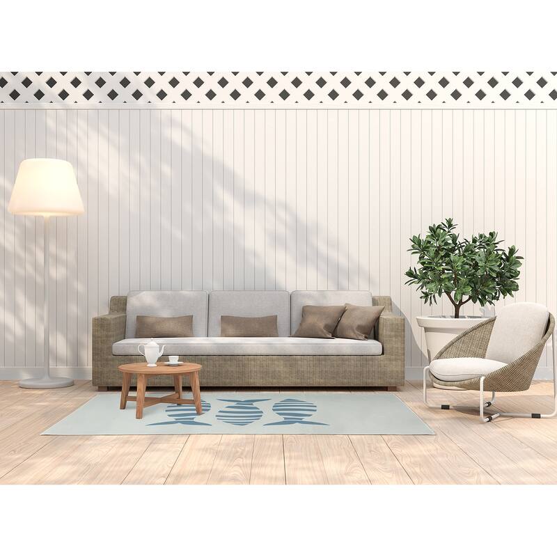 Puzzle Fish Nautical Indoor/Outdoor Rug