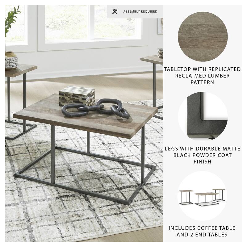 Signature Design by Ashley Albreane Brown/Black Table (Set of 3) - 36"W x 24"D x 19"H