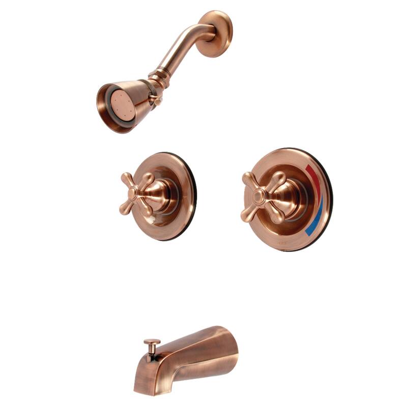 Kingston Brass Vintage Pressure Balanced Two-Handle Tub and Shower Faucet - Antique Copper