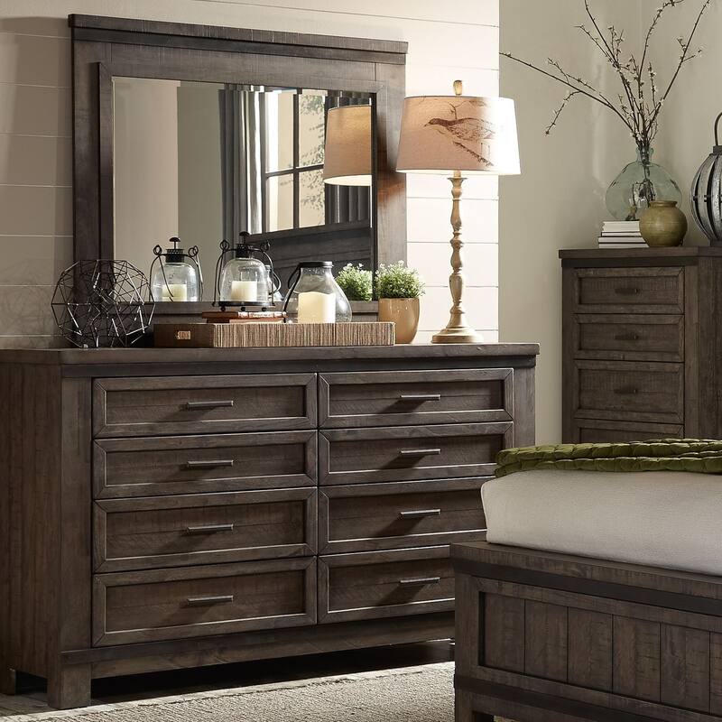 Thornwood Hills Rock Beaten Grey Finish 8 Drawer Dresser