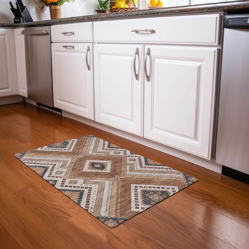 Machine Washable Indoor/ Outdoor Global Boho Chantille Rug