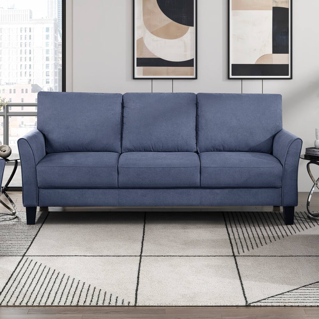 Felix 78.5" Textured Living Room Sofa - Wood Finish Exposed Feet