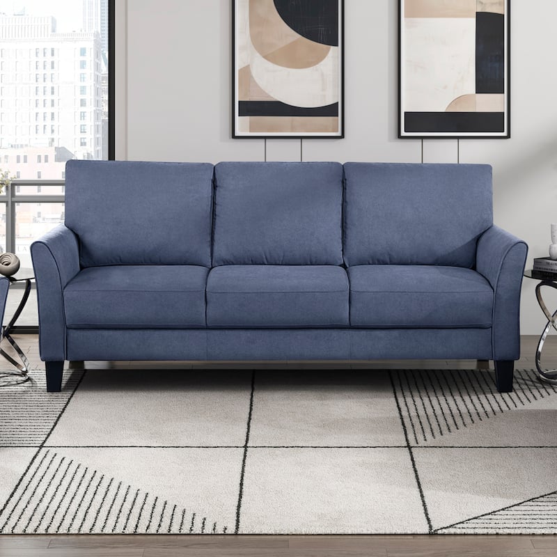 Felix 78.5" Textured Living Room Sofa - Wood Finish Exposed Feet