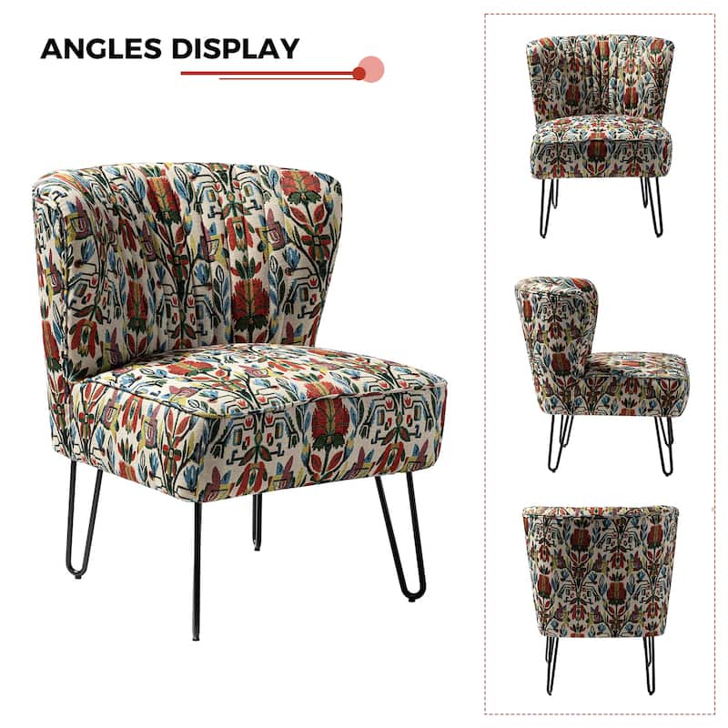 Estebana Contemporary Upholstered Side Chair with Floral Pattern by HULALA HOME