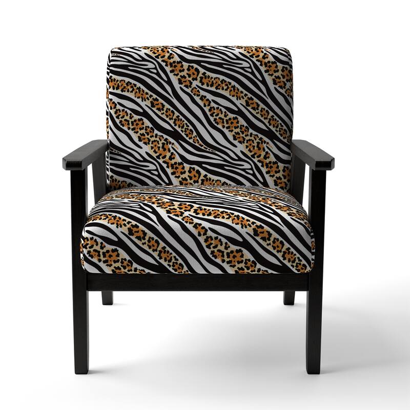 Designart "Zebra and Leopard Mix Pattern III" Upholstered Cabin & Lodge Accent Chair and Arm Chair