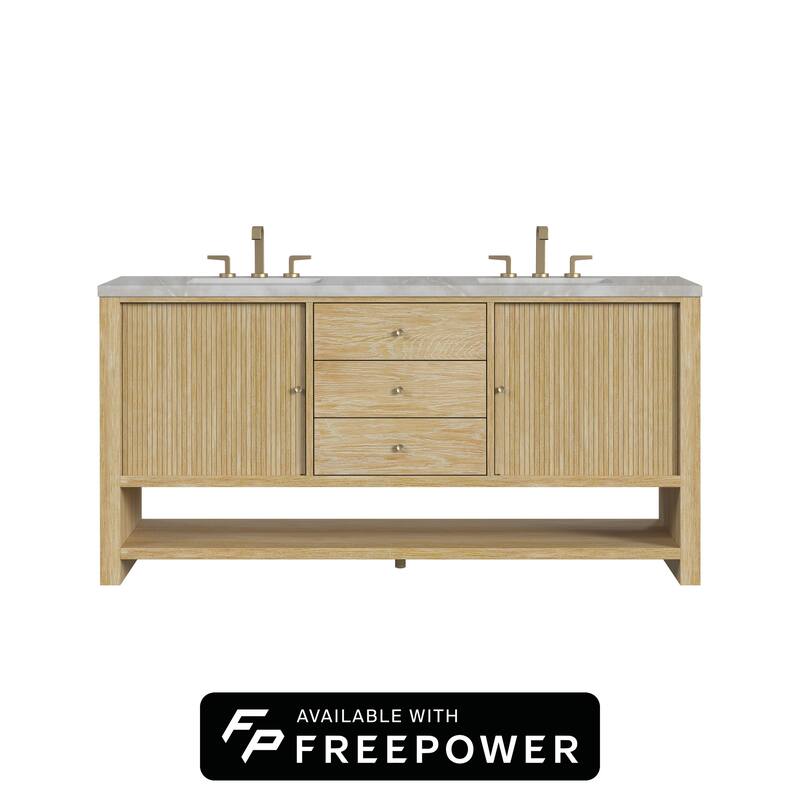 Marigot 72" Double Vanity, Sunwashed Oak w/FreePower Wireless Charger