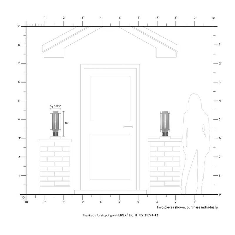 Livex Lighting 1-light Satin Brass Outdoor Post Top Lantern, 21774-12 - 6.625" Sq. x 16" H