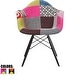 preview thumbnail 1 of 0, Modern Plastic Armchair With Arm Dining Chair Patchwork Fabric With Dark Black Wood Legs