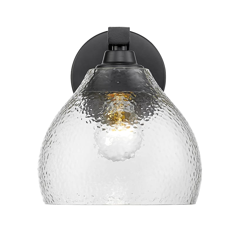 Ariella 7.375" Wide 1-Light Wall Sconce - Matte Black with Hammered Clear Glass