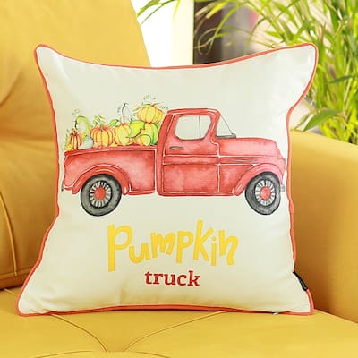Fall Thanksgiving Decorative Single Throw Pillow Red Truck Square