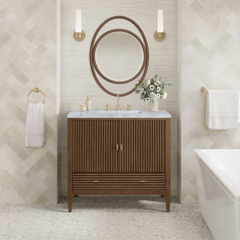 James Martin Vanities Myrrin 36" Vanity, Mid Century Walnut
